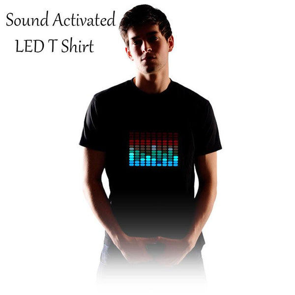 Brand New Sound Activated LED T Shirt Men Light Up Flashing Fashion Cotton EL LED T-Shirt For Rock Disco Party DJ Tshirt AA00 - LADSPAD.UK