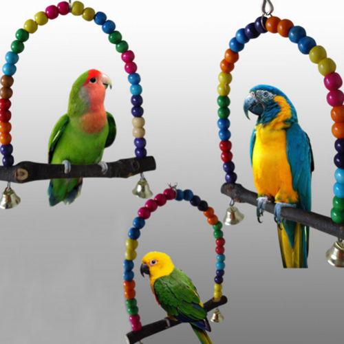 Colorful Parrot Swing Bird Cage Toys Cockatiel Budgie Lovebird Woodens Birds Parrots Swings Toy Wood Papegaaien Speelgoed - LADSPAD.UK
