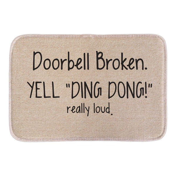 Animals Welcome Doormats Funny Sign "Doorbell Broken Yell Ding Dong" Home Decorative Door Mats Short Plush Fabric Bathroom Mats - LADSPAD.UK