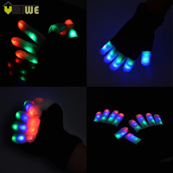 Creative 7 Mode LED Finger Lighting Flashing Glow Mittens Gloves Rave Light Festive Event Party Supplies Luminous Cool Gloves - LADSPAD.UK