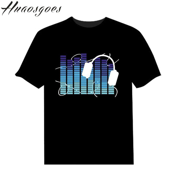 Sound Activated LED T Shirt Light Up and down Flashing Equalizer EL T-Shirt Men for Rock Disco Party DJ T shirt