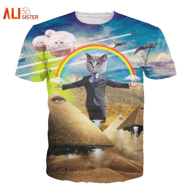 Alisister 2017 New 3d Cat T Shirt Printed Animal T-shirt Women Men Funny Clothing Harajuku Tee Shirt Casual Unisex 3d T Shirt - LADSPAD.UK