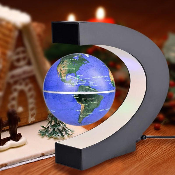 High quality Gift Maglev C Shape LED World Map Floating Globe Magnetic Levitation Home Craft 17.3 x 18cm Fashion Home Decor