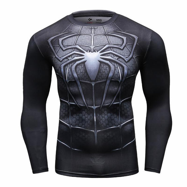 Men T-Shirt Marvel Superhero Spiderman T Shirt  Men Fitness tee Compression Shirt Tights