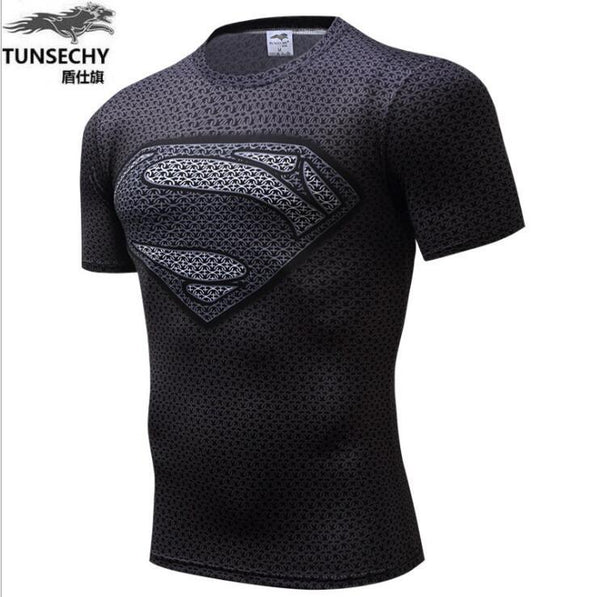 Marvel Super Heroes Avenger Batman T shirt Men Compression Armour Base Layer  Thermal Under Top
