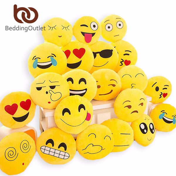 BeddingOutlet Cute Emoji Cushion Home Smiley Face Pillow Stuffed Toy Soft Plush For Sofa Car Seat 32cmx32cm Best Sell - LADSPAD.UK