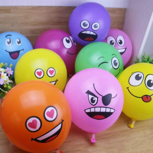 12" Emoji Face Expression Latex Multicolor Colorful Balloons - LADSPAD.UK