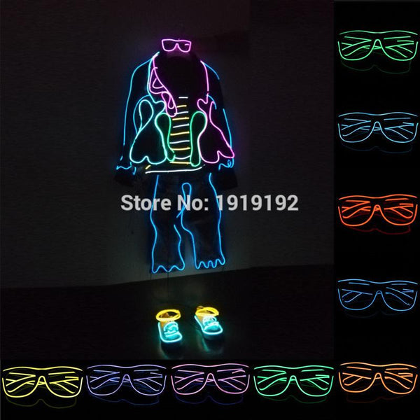 Sound control el glasses Clear Lens El Wire Fashion Neon LED Light Up Shutter Shaped Glasses Rave Costume Christmas Party