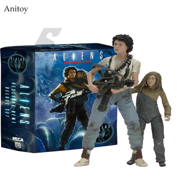 NECA 30th Anniversary Aliens Rescuing Newt Deluxe Set Vogue Ripley and Newt 18cm KT3346