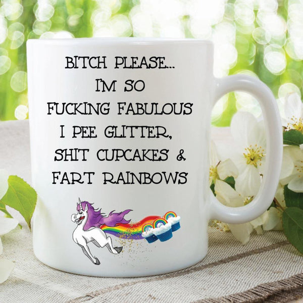 Bitch I'm A Unicorn Fart Rainbows mug Mug gifts novelty cups tea mugs home decal novelty - LADSPAD.UK