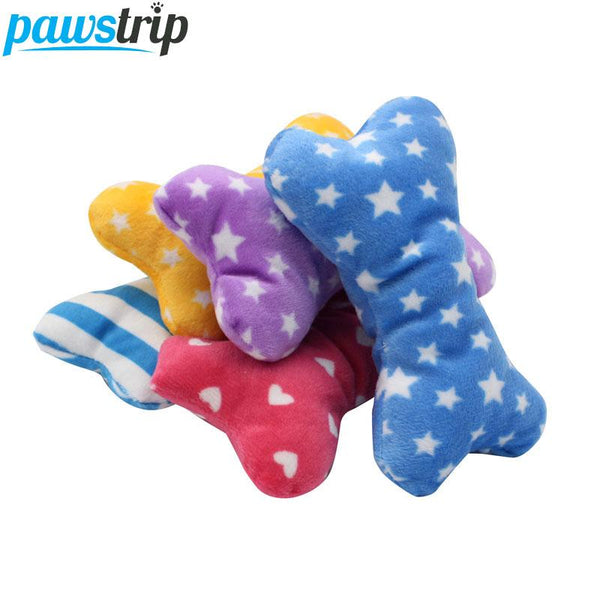 1pc Plush Pet Dog Sound Toys Bone Shape Puppy Cat Chew Squeaker Squeaky Toy - LADSPAD.UK