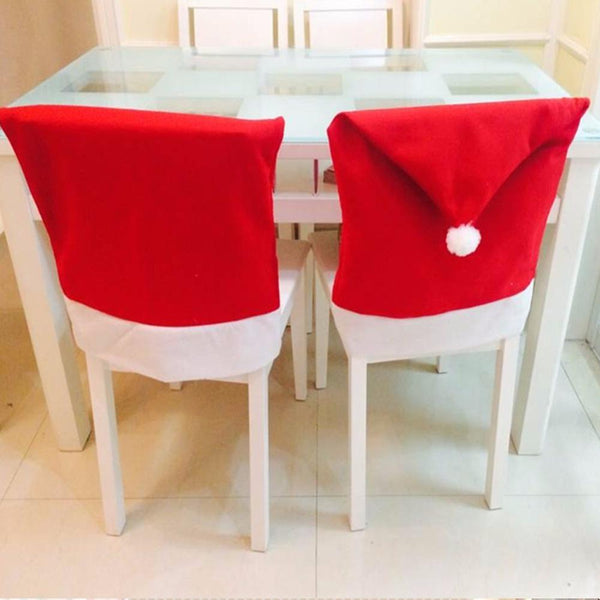 4Pcs Christmas Chair Back Cover navidad santa clause Red Hat Christmas Decoration For Home New Year Party Decor - LADSPAD.UK