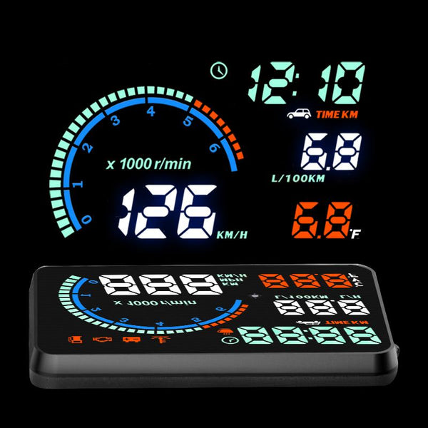 5.5" Colorful Multifunctional I9 Car HUD Head Up Display Overspeed Warning Windshield Project Speed Alarm System OBDII Interface - LADSPAD.UK