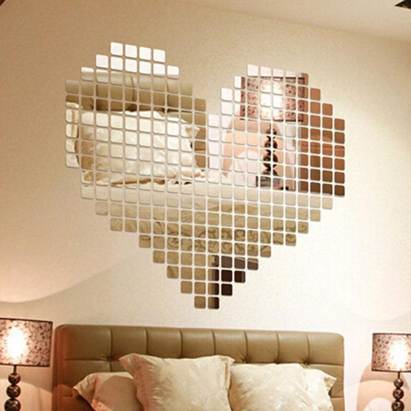 Hot Sale 100 Pieces/set Plastic DIY Self-adhesive Mirror Wall Stickers