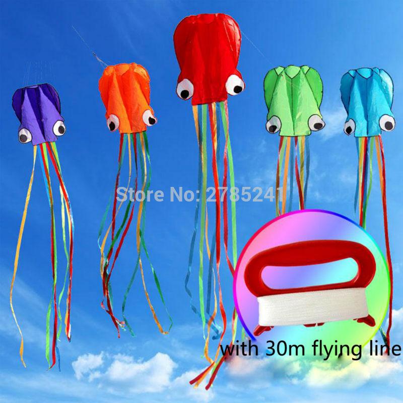 4m/13ft single Line Stunt colorful tail Octopus POWER Sport Kite for Kids with flying line 5 colors - LADSPAD.UK