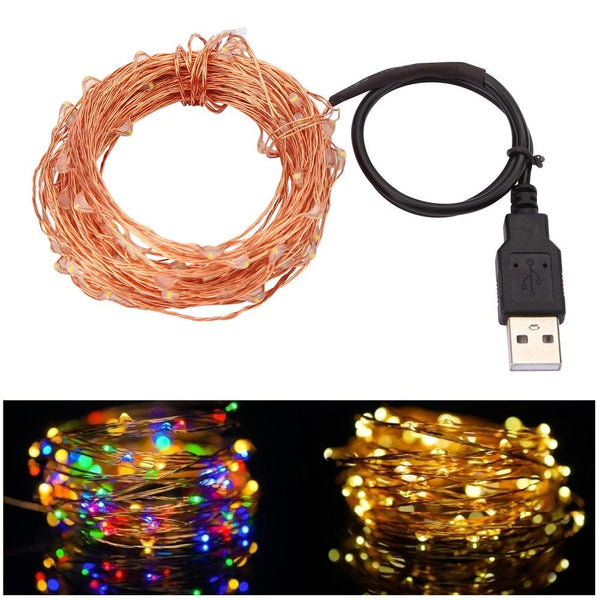 10M 33FT 100 led USB Outdoor Led Copper Wire String Lights - LADSPAD.UK