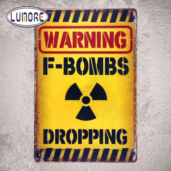 Warning F-Bombs Dropping Tin Metal Sign Funny Humor Office Dorm Man Cave Home Decor Craft Wall Painting