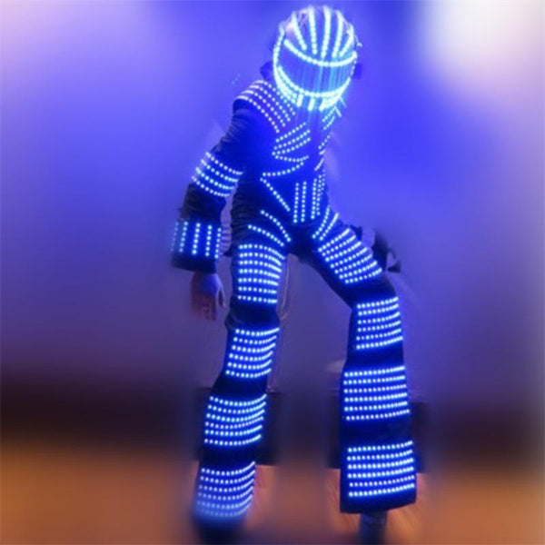 Full Color LED Luminous Costume With Led Helmet /LED Clothing/Light Led Stilt Robot Suit  Kryoman David Guetta Robot Dance Wear