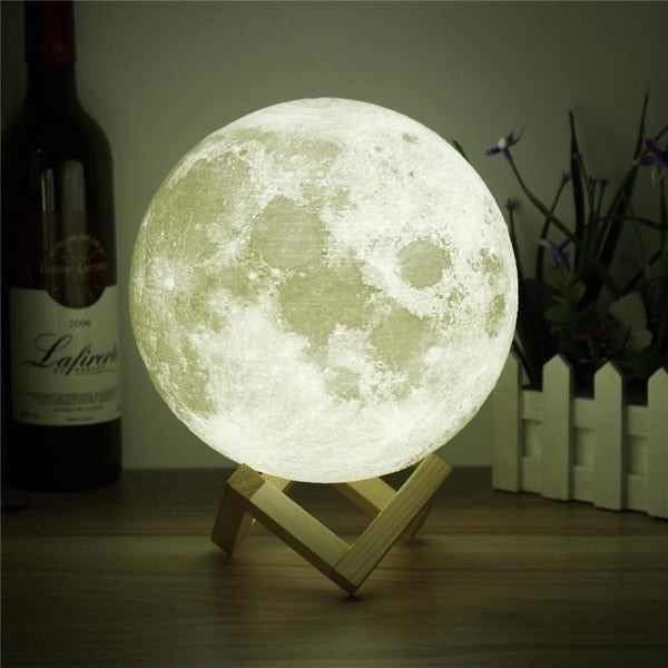 Novelty 3D Full Moon Lamp LED Night Light USB Rechargeable Color Changing Desk Table Light Home Decor 8/10/12/15/18/20cm