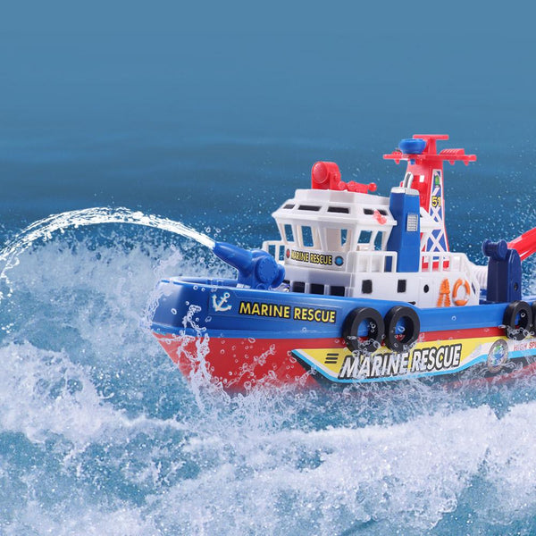 High Speed Music Light Electric Marine Rescue Fire Fighting Boat Non-Remote Toy