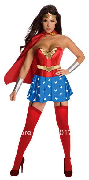 free shipping S-4XL Wonder Woman Sexy Super Hero Fancy Dress Costume Wonderwoman costume
