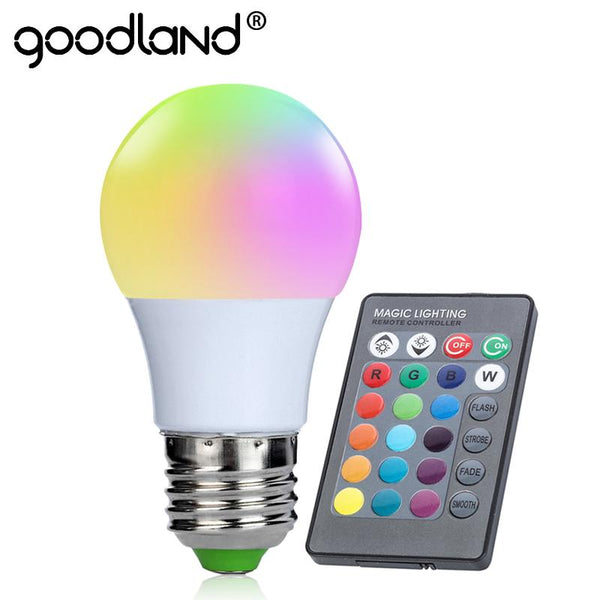 Goodland E27 RGB LED Bulb 3W RGB LED Lamp 220V 110V LED Light  16 Color 24 key IR Remote Control Chandelier for Living Room