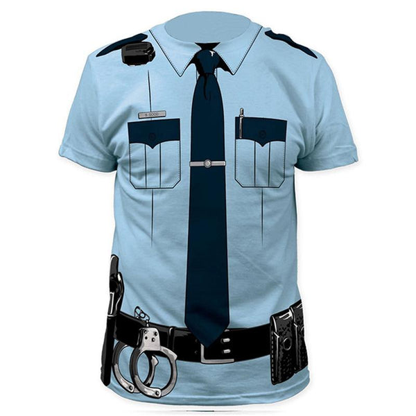 Men Police 3D T Shirt Doctor Gentleman Adult Funny Party Cop Pirate Punpkin Pilot Sailor Santa Claus Halloween Cosplay Top