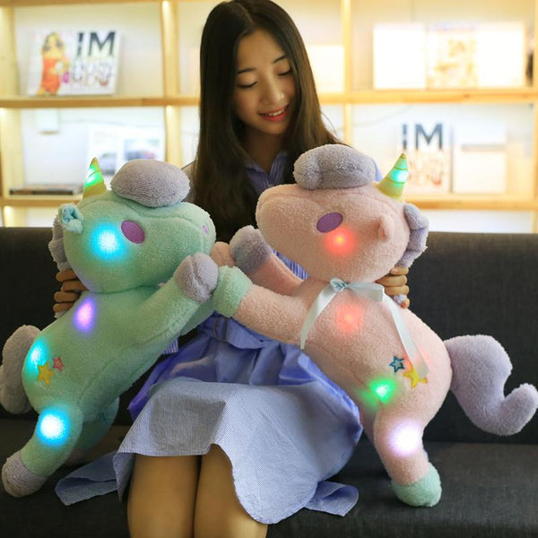 The new 55cm large super cute light colorful plush toy Unicorn light pillow Home Furnishing decoration office sleeping pillow