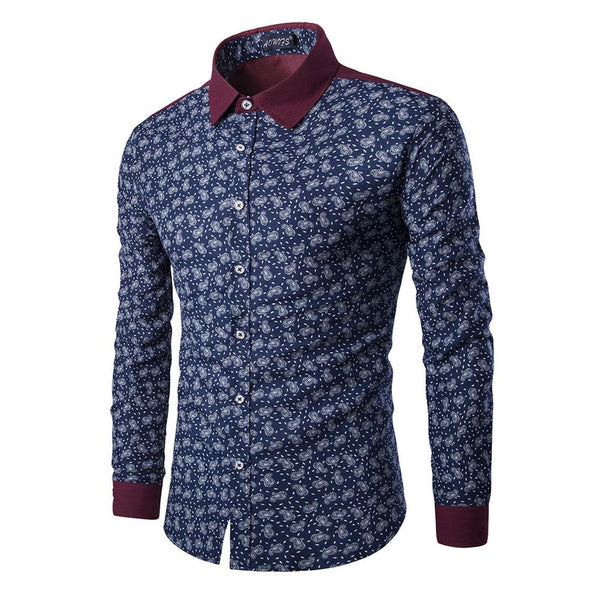 Mens Paisley Shirts Vintage Palace Flowers Printed Shirts Male Slim Fit Long Sleeve Retro Chinese Style Floral Shirts for Men