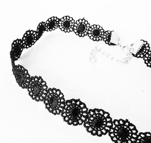 Vintage Black Lace Sunflower Tattoo Gothic Necklace Choker