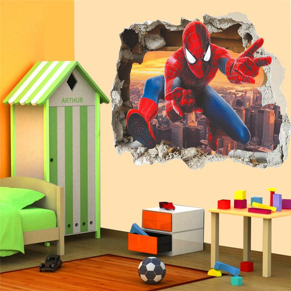 3d effect Hero Spiderman Wall Sticker - LADSPAD.UK