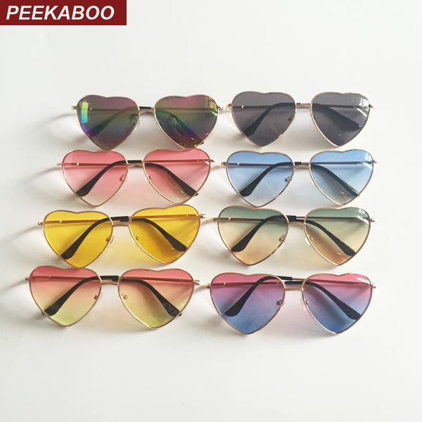 Peekaboo metal frame heart shaped sunglasses women heart clear party cheap sun glasses for women pink yellow uv400