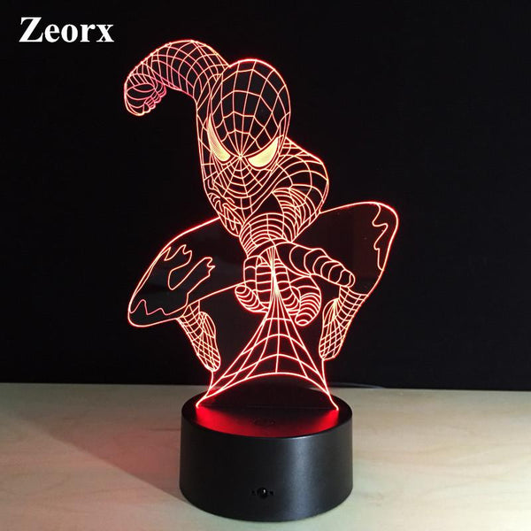 ZEORX Spider man Changeable color Cartoon Hero Luces Navidad Iron Man Led Night Lights 3D LED Desk Lamp Bedside Lamps