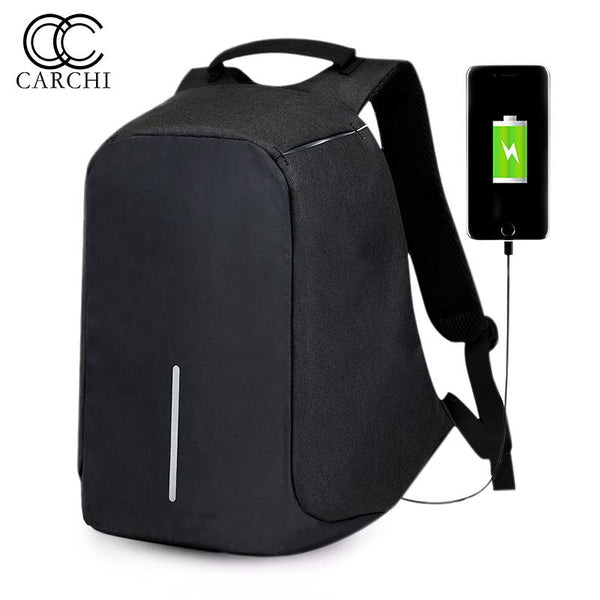 CARCHI Canvas Men's Anti Theft Backpack Bag  USB Charge 15 Inch Laptop Notebook Backpack For Men Waterproof Travel Back Pack Bag - LADSPAD.UK