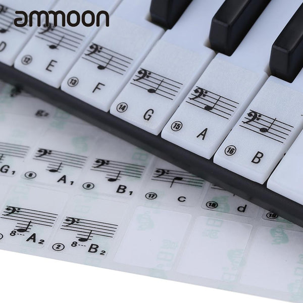 Keyboard Sticker Transparent Piano Keyboard Sticker 49/61 Key Electronic Keyboard 88 Key Piano Stave Note Sticker for White Keys
