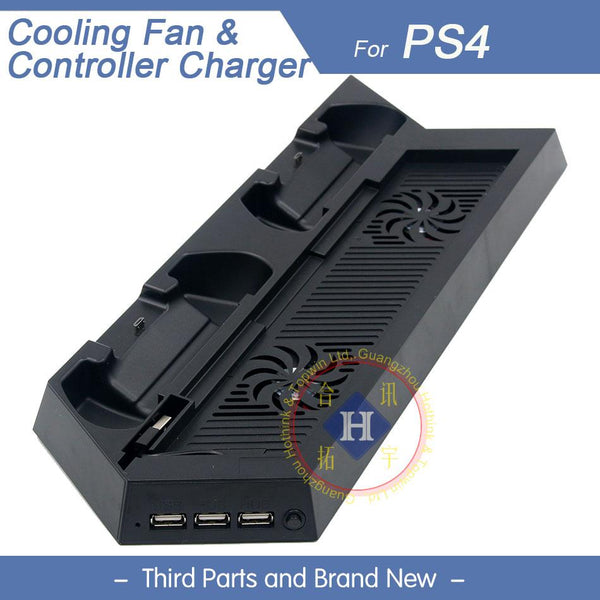 HOTHINK USB Dual Cooling Fans Charging vertical Stand Holder For PS4 merchine and dualshock 4 controller PS4 accessories