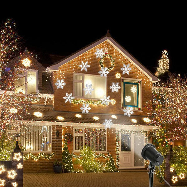 Outdoor Waterproof Moving Snow Laser Projector Lamps Snowflake Christmas Party Landscape LED Stage Light Garden Lamp