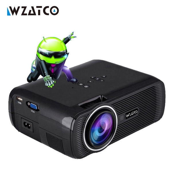 WZATCO CTL80 Smart Android 6.0 wifi Portable HD led TV Projector 1800lumens 3d home theater LCD proyector video projektor beamer