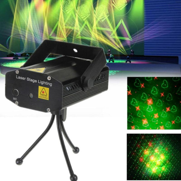 AC110 220V 4 in 1 Mini Led Stage light Red&Green laser light projector Lazer Stage party entertainment disco fairy lighting - LADSPAD.UK