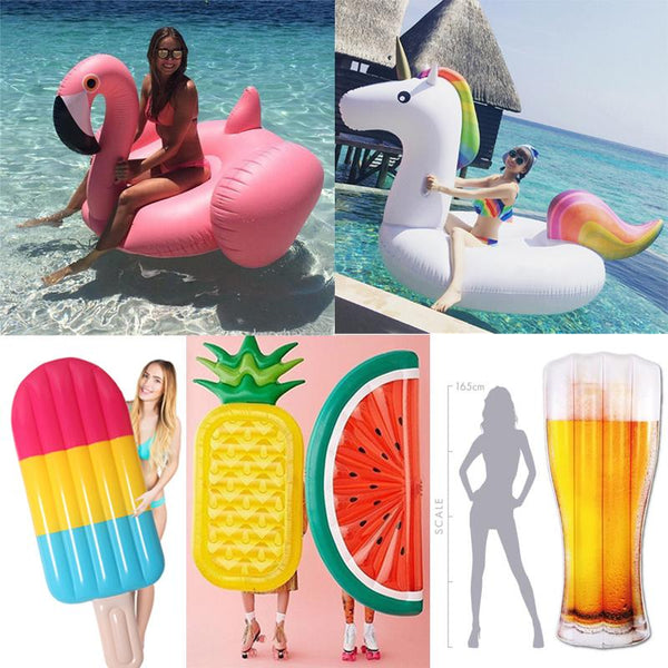 22 Style Giant Swan Watermelon Floats Pineapple Flamingo Swimming Ring Unicorn Inflatable Pool Float For Child&Adult Water Toys - LADSPAD.UK
