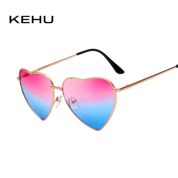 KEHU Heart Shaped Sunglasses WOMEN metal Reflective Lens Fashion sun GLASSES MEN Mirror oculos de sol NEW k9073