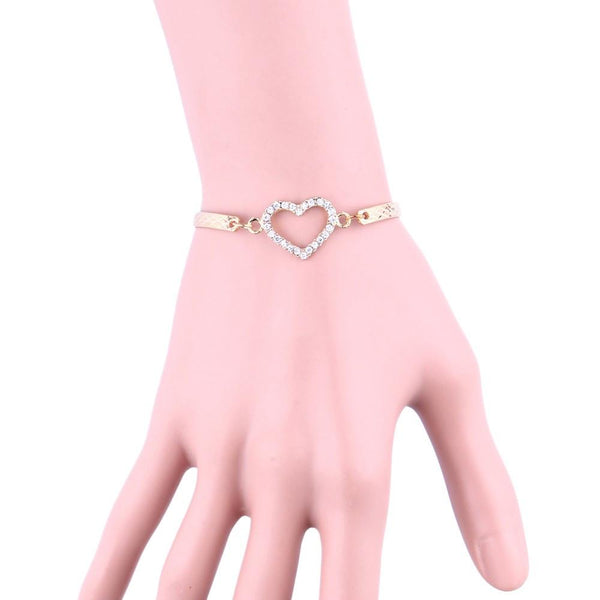 Crystal Rhinestone Love Heart Bangle Cuff Bracelet Jewelry - LADSPAD.UK