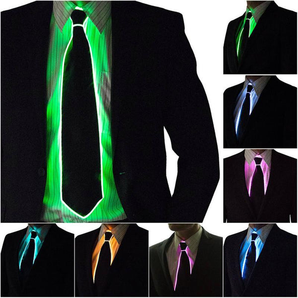 Awesome EL Wire Tie Flashing Cosplay LED Tie Costume Anonymous Necktie Glowing Dance Carnival Party Masks Cool Activing Props - LADSPAD.UK