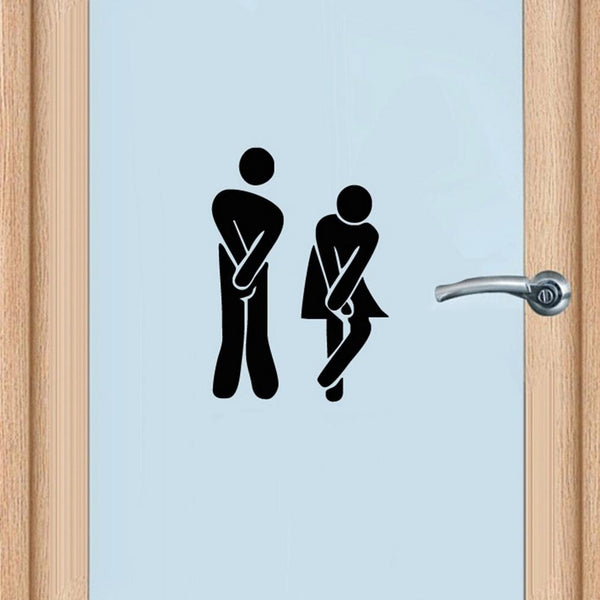 2017 New Funny Toilet Entrance Sign Decal Vinyl Sticker For Shop Office Home Cafe Hotel Toilet Bathroom Wall Door Decoration - LADSPAD.UK