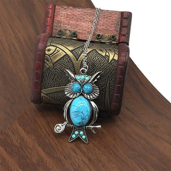 Owl Pendant Long Necklace Sweater Chain