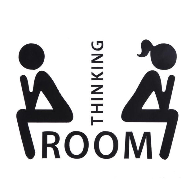 Cute Thinking Room WC Toilet Seat Wall Sticker Vinyl Art Removable Bathroom Decals Decor DIY Toilet Home Decor Mark Stickers - LADSPAD.UK