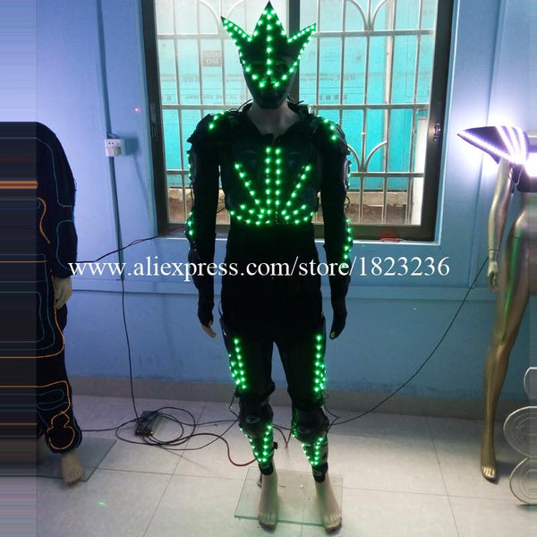 Full Color Led Lighting Clothing Led Robot  Luminous Costume With Led Mask For Stage Show Ballroom Dance Wear