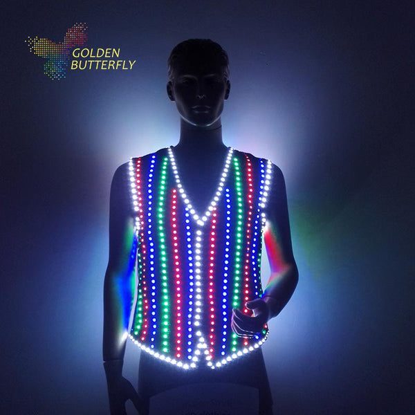 LED Clothing Luminous Costumes Glowing Vest LED Suits new Fashion Clothes Show Men battery led costume Dance