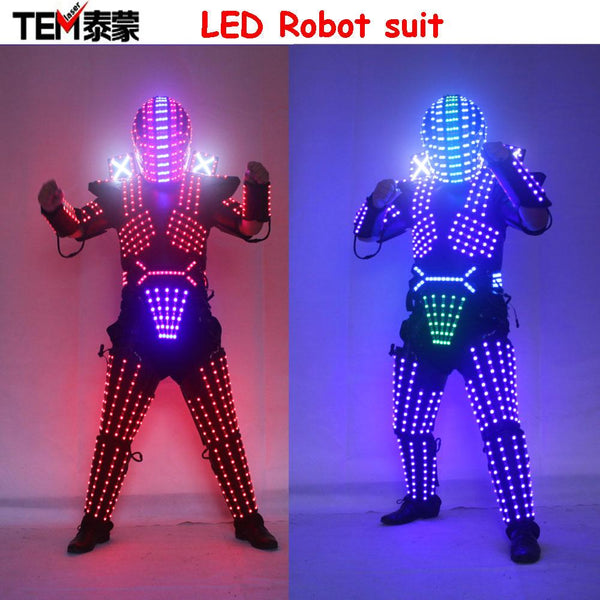 RGB Color LED Growing Robot Suit Costume Men LED Luminous Clothing Dance Wear For Night Clubs Party KTV Supplies