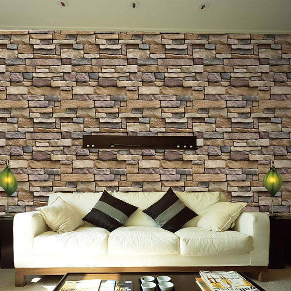 Removable vinyl 3D Wall Paper Simulation brick Stone Rustic Effect Self-adhesive Wall Sticker student bedroom Home Decor S